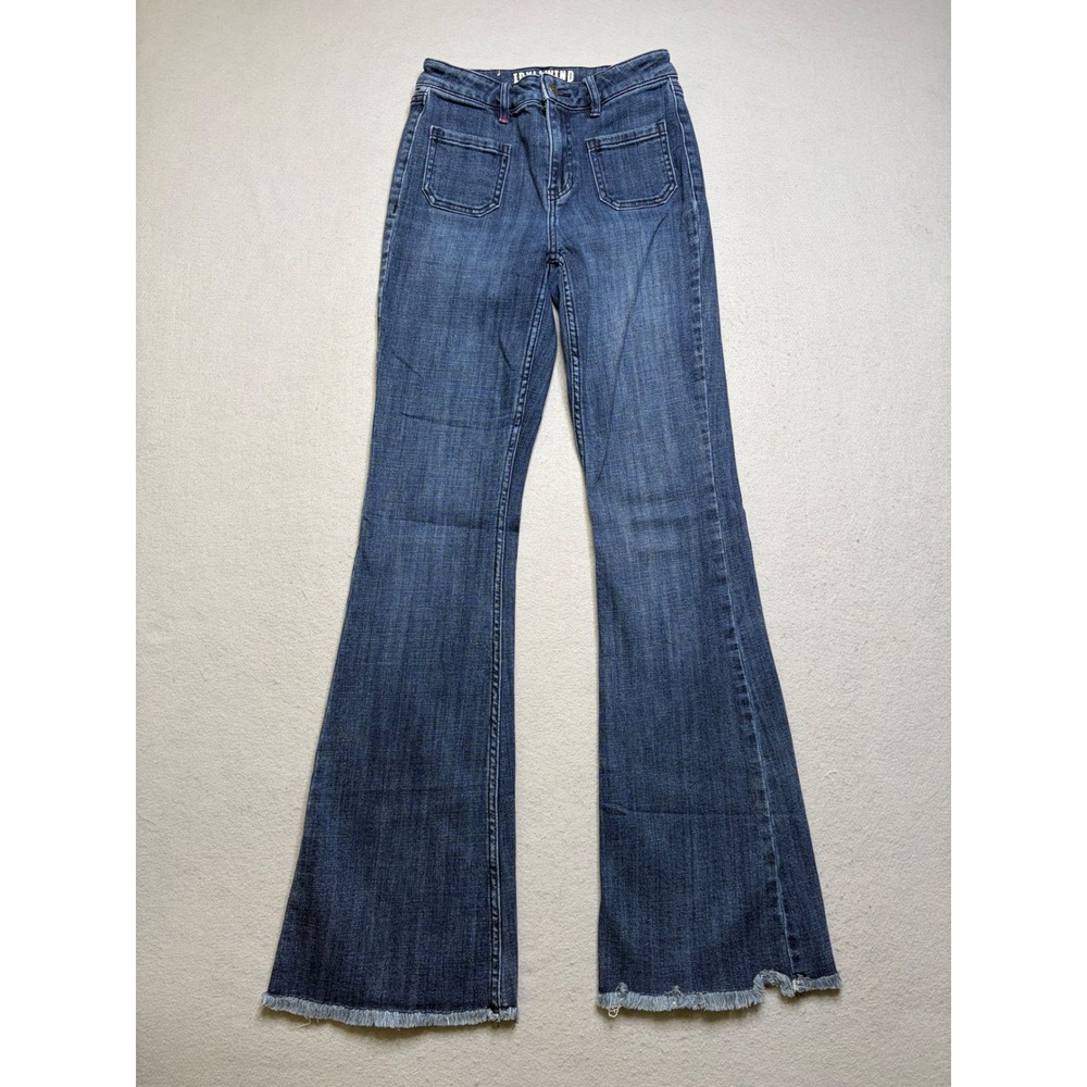 Idyllwind Flare Jeans Womens‎ 0W Blue Miranda Lambert High Rise Raw Hem Stretch